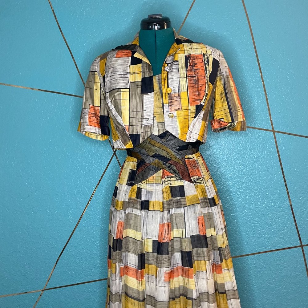 Alix of Miami Vintage 1950s 2 Piece Fit and Flare Cocktail Dress and Jacket